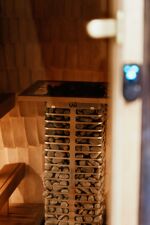 Monese office sauna huum steel HUUM STEEL sauna heater through glass door